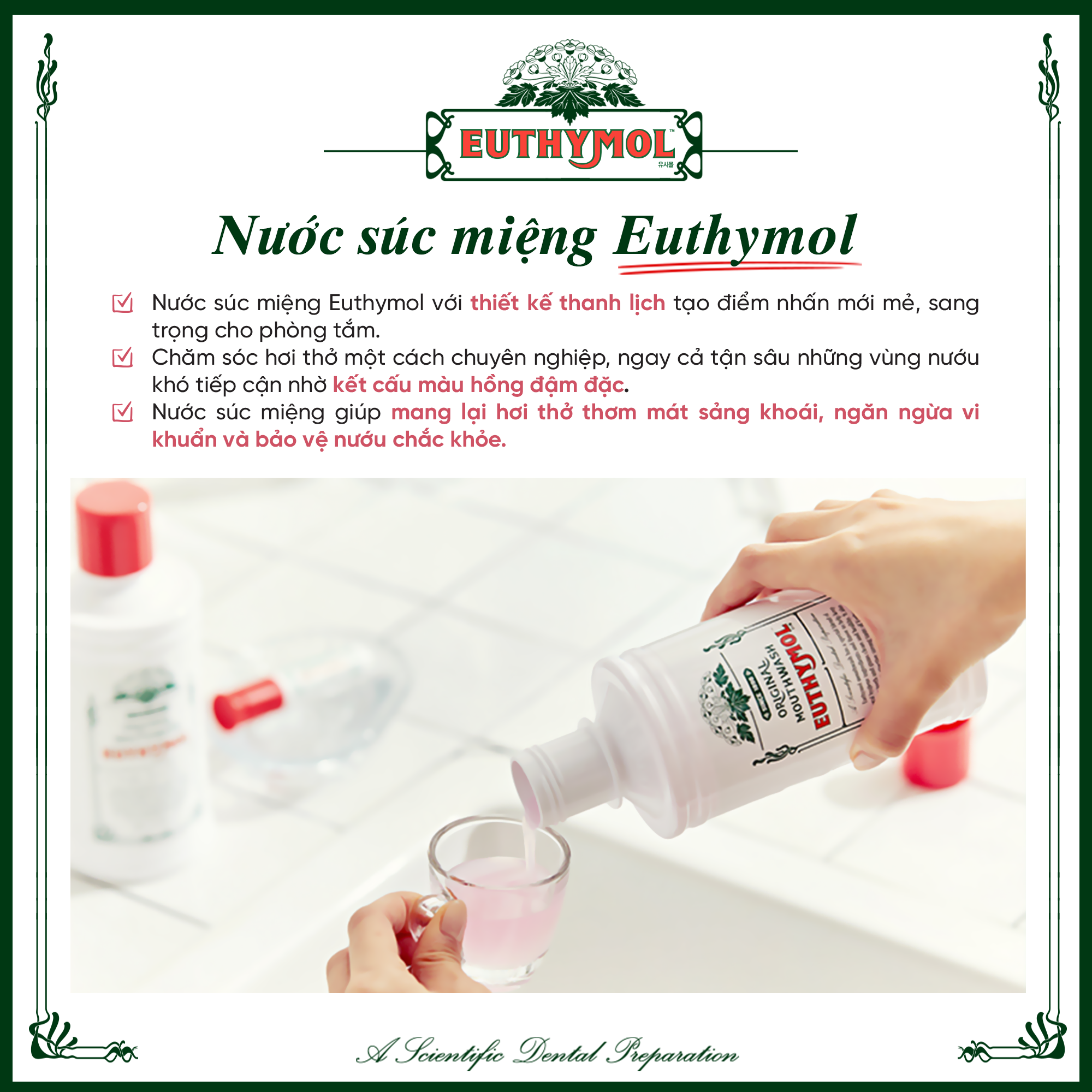 Nước súc miệng Euthymol Original Mouthwash 500ml